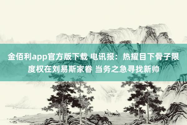 金佰利app官方版下载 电讯报：热耀目下骨子限度权在刘易斯家眷 当务之急寻找新帅