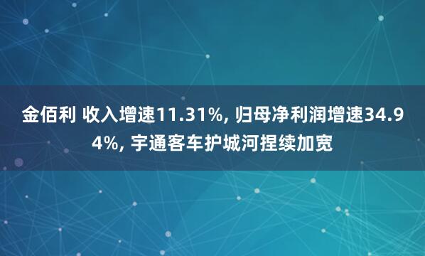 金佰利 收入增速11.31%， 归母净利润增速34.94%， 宇通客车护城河捏续加宽