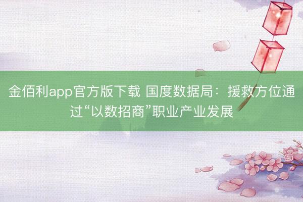 金佰利app官方版下载 国度数据局：援救方位通过“以数招商”职业产业发展