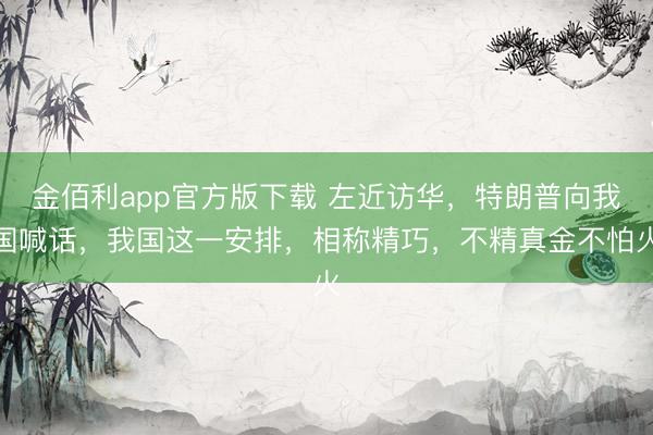金佰利app官方版下载 左近访华，特朗普向我国喊话，我国这一安排，相称精巧，不精真金不怕火