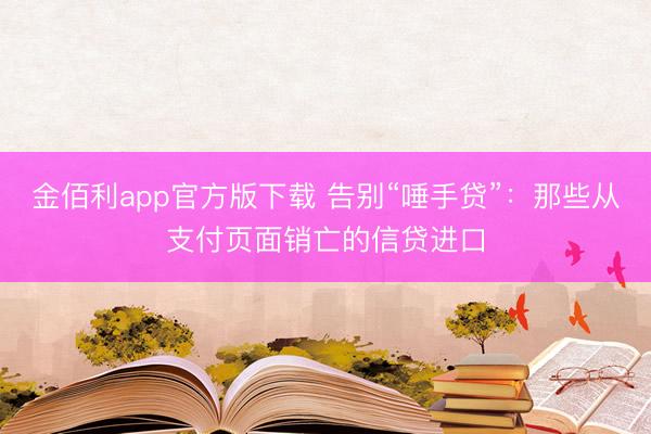金佰利app官方版下载 告别“唾手贷”：那些从支付页面销亡的信贷进口
