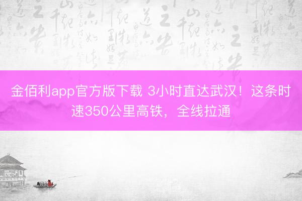 金佰利app官方版下载 3小时直达武汉！这条时速350公里高铁，全线拉通