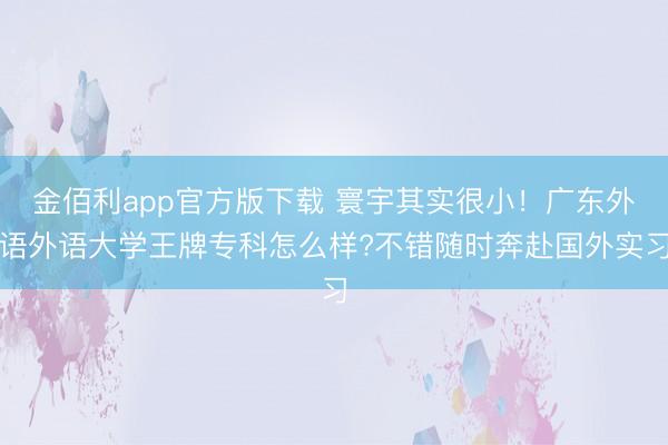 金佰利app官方版下载 寰宇其实很小！广东外语外语大学王牌专科怎么样?不错随时奔赴国外实习