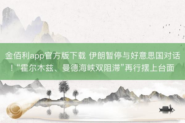 金佰利app官方版下载 伊朗暂停与好意思国对话! “霍尔木兹、曼德海峡双阻滞”再行摆上台面