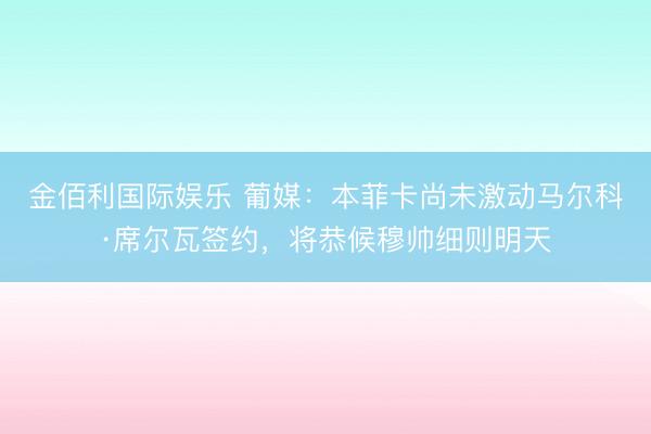 金佰利国际娱乐 葡媒:本菲卡尚未激动马尔科·席尔瓦签约,将恭候穆帅细则明天