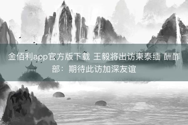 金佰利app官方版下载 王毅将出访柬泰缅 酬酢部：期待此访加深友谊