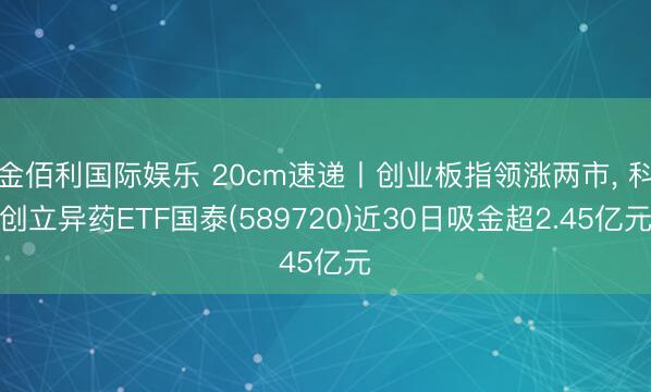 金佰利国际娱乐 20cm速递丨创业板指领涨两市， 科创立异药ETF国泰(589720)近30日吸金超2.45亿元