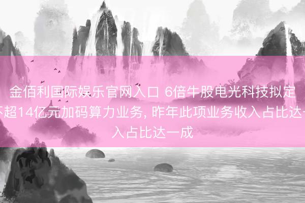 金佰利国际娱乐官网入口 6倍牛股电光科技拟定增不超14亿元加码算力业务， 昨年此项业务收入占比达一成